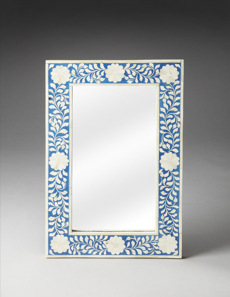 Butler Specialty Company - Vivienne 16 in. W Rectangular Bone Inlay Wall Mirrored, Blue - 1855070