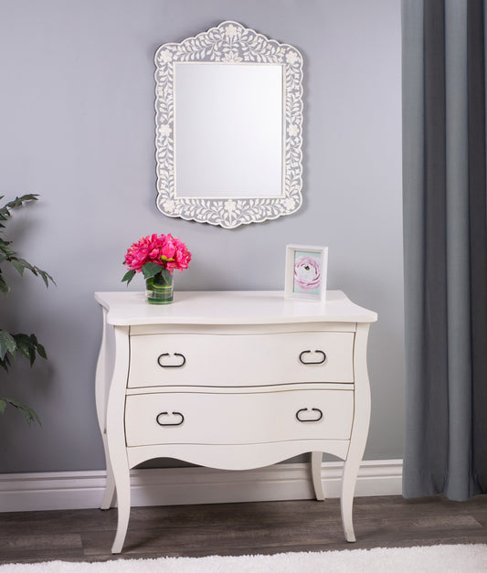 Butler Specialty Company - Vivienne 28 in. H x 20 in. W Rectangular Bone Inlay & Wood Wall Mirror, Gray - 3451321