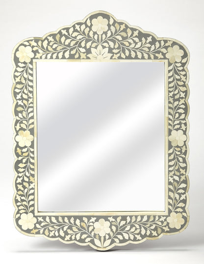 Butler Specialty Company - Vivienne 28 in. H x 20 in. W Rectangular Bone Inlay & Wood Wall Mirror, Gray - 3451321