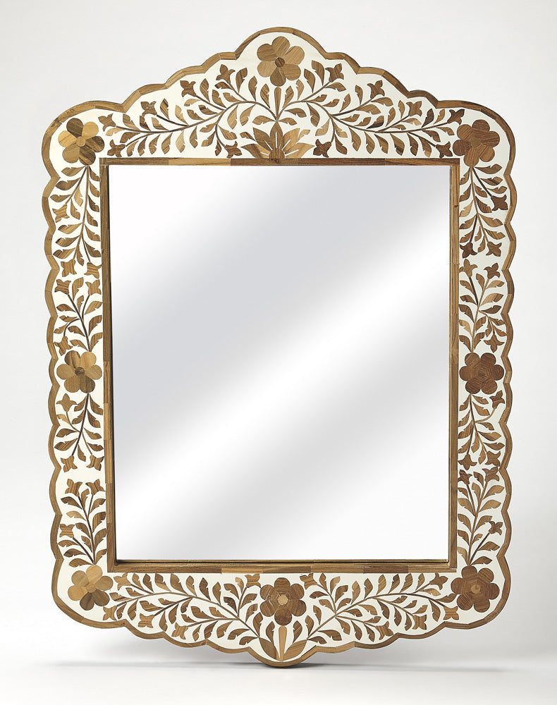 Butler Specialty Company - Vivienne 28 in. H x 20 in. W Rectangular Bone Inlay & Wood Wall Mirror, Light Brown - 3451338