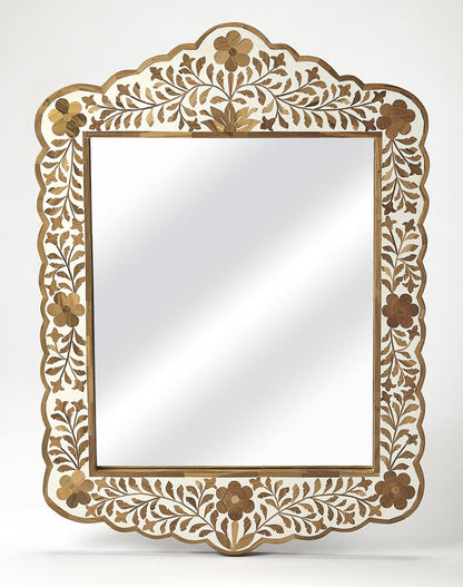 Butler Specialty Company - Vivienne 28 in. H x 20 in. W Rectangular Bone Inlay & Wood Wall Mirror, Light Brown - 3451338
