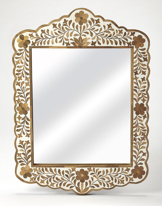 Butler Specialty Company - Vivienne 28 in. H x 20 in. W Rectangular Bone Inlay & Wood Wall Mirror, Light Brown - 3451338