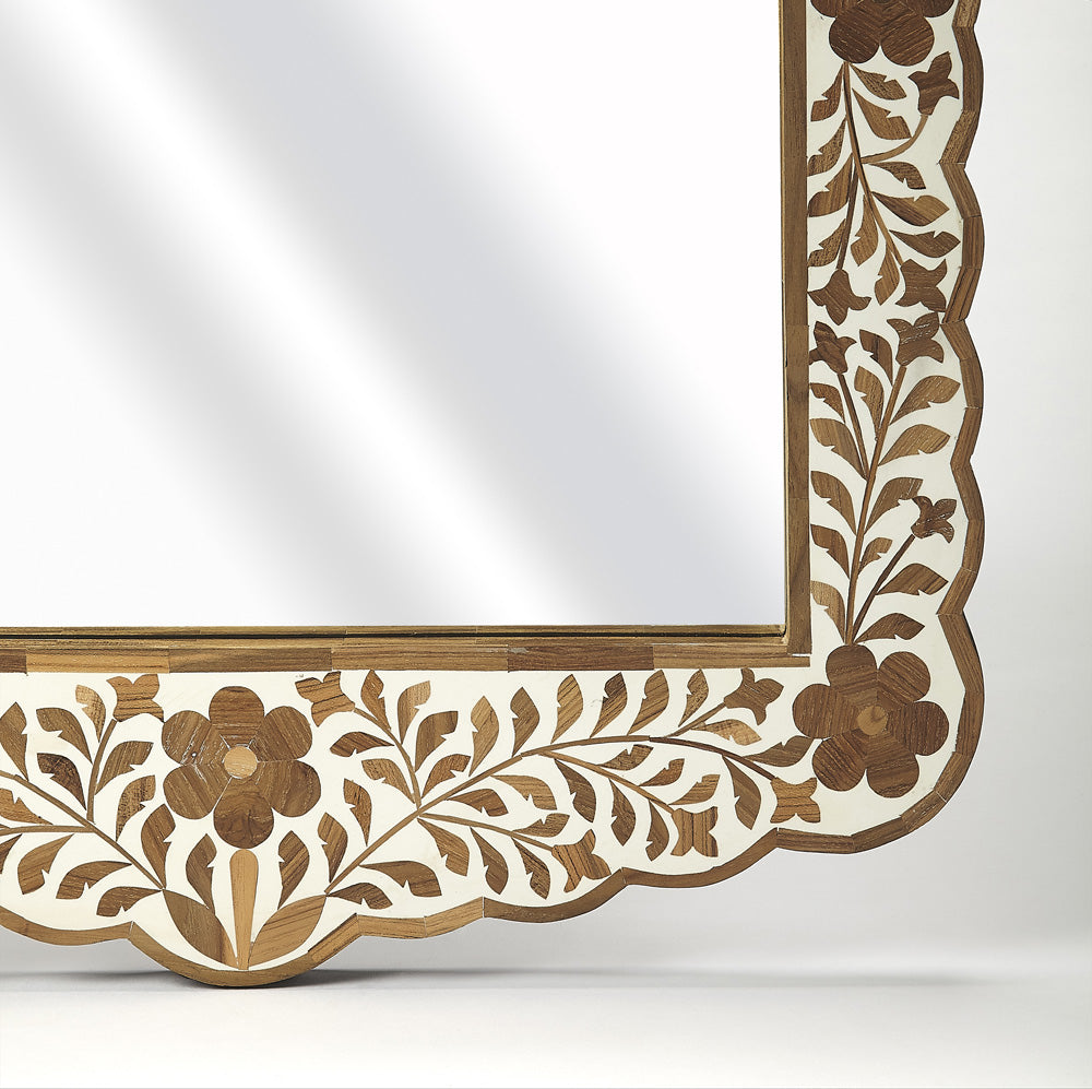 Butler Specialty Company - Vivienne 28 in. H x 20 in. W Rectangular Bone Inlay & Wood Wall Mirror, Light Brown - 3451338