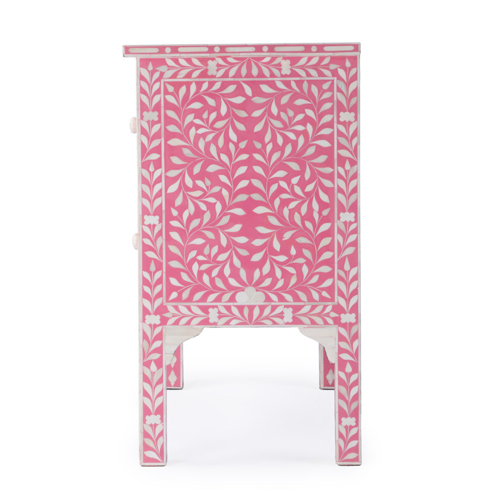 Butler Specialty Company - Vivienne 29 in. W Rectangular Bone Inlay & Wood 2 Drawer Accent Storage Chest, Bright Pink - 3224070