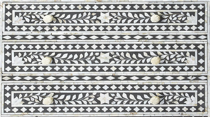 Butler Specialty Company - Vivienne 36 in. W Mother Of Pearl & Wood 3 Drawer Accent Storage Chest, Black/White - 3559318