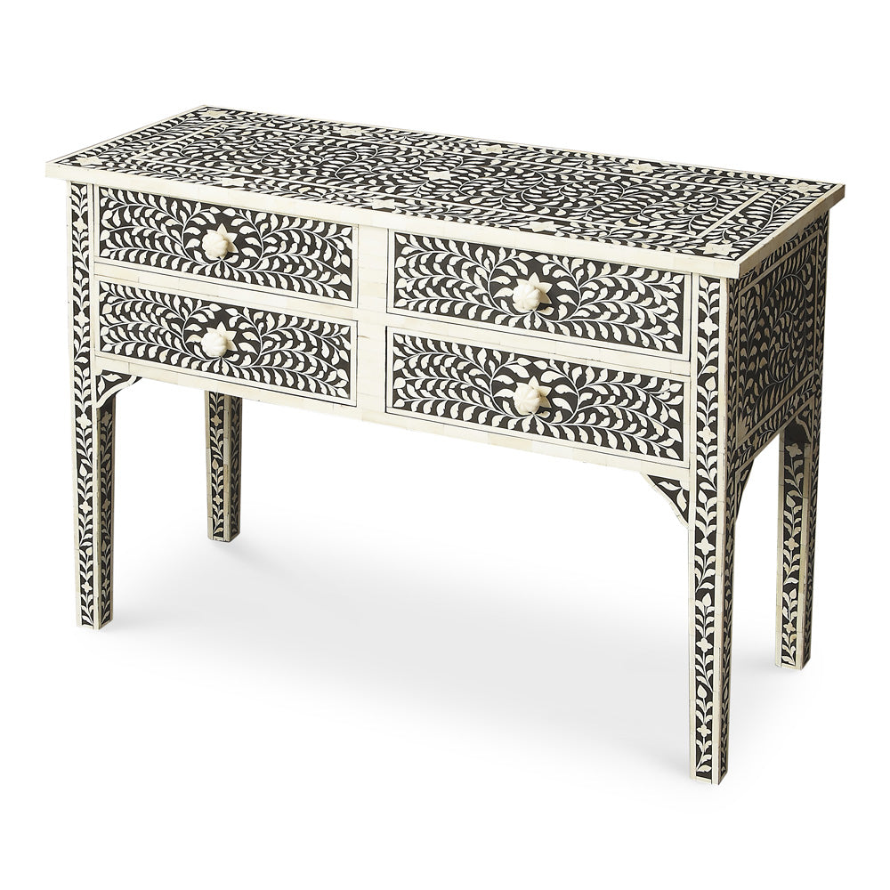 Butler Specialty Company - Vivienne 40 in. W Rectangular Bone Inlay & Wood 4 Drawer Console Table, Black - 1860070 view 1