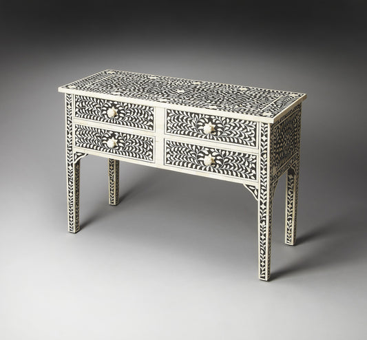 Butler Specialty Company - Vivienne 40 in. W Rectangular Bone Inlay & Wood 4 Drawer Console Table, Black - 1860070