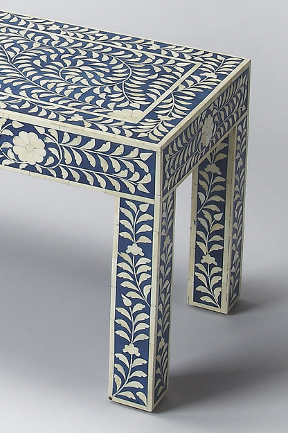 Butler Specialty Company - Vivienne 47.5 in. W Rectangular Bone Inlay & Wood Backless Bench, Blue - 3558319
