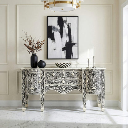Butler Specialty Company - Vivienne 57.25 in. W Rectangular Bone Inlay & Wood 3 Drawer 2 Door Buffet, Black - 1843070 view 5