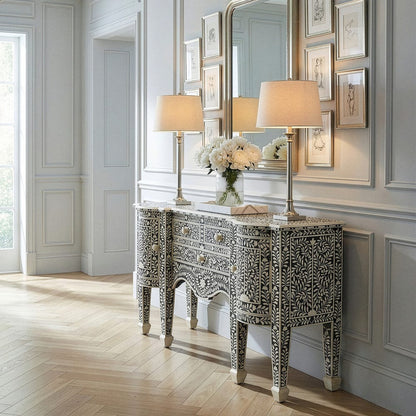 Butler Specialty Company - Vivienne 57.25 in. W Rectangular Bone Inlay & Wood 3 Drawer 2 Door Buffet, Black - 1843070 view 6