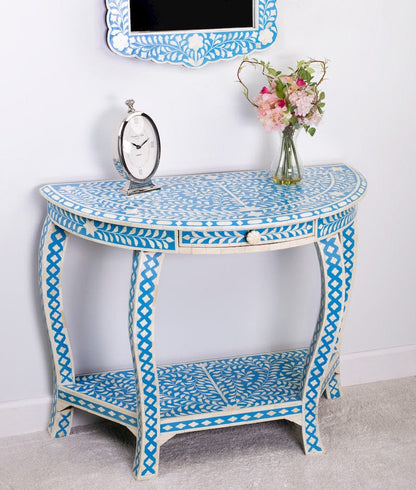 Butler Specialty Company - Vivienne Bone Inlay Demilune Console Table, Sky Blue - 3881319 view 6