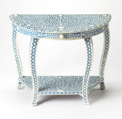 Butler Specialty Company - Vivienne Bone Inlay Demilune Console Table, Sky Blue - 3881319