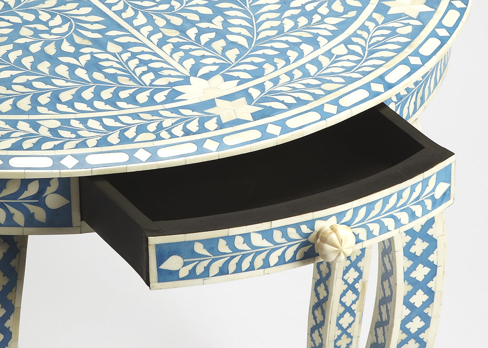 Butler Specialty Company - Vivienne Bone Inlay Demilune Console Table, Sky Blue - 3881319