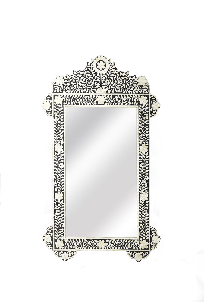 Butler Specialty Company - Vivienne Crown 48 in. H x 28 in. W Rectangular Bone Inlay & Wood Wall Mirror, Black/White - 3481318