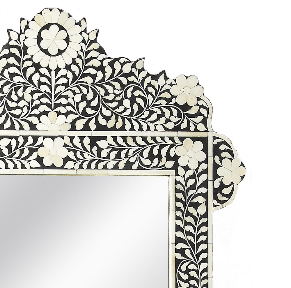 Butler Specialty Company - Vivienne Crown 48 in. H x 28 in. W Rectangular Bone Inlay & Wood Wall Mirror, Black/White - 3481318