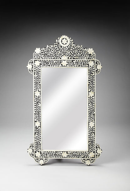 Butler Specialty Company - Vivienne Crown 48 in. H x 28 in. W Rectangular Bone Inlay & Wood Wall Mirror, Black/White - 3481318