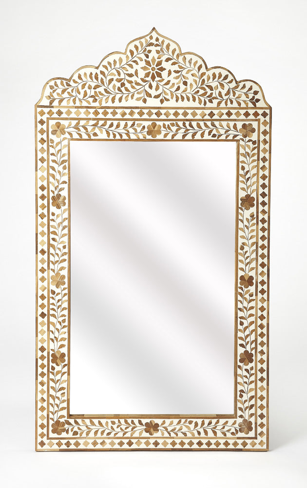 Butler Specialty Company - Vivienne Wood & Bone Inlay Wall Mirrored, Light Brown - 4499338