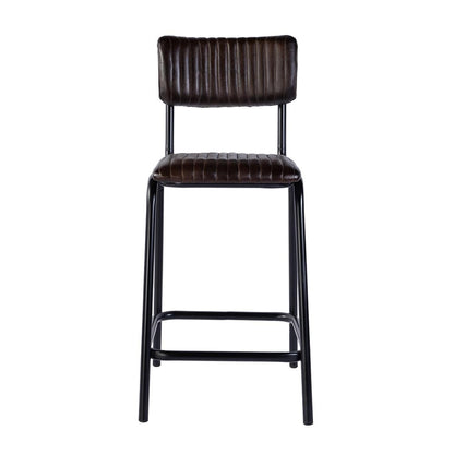 Butler Specialty Company - Waylon 31.5 in. Seat Height Leather and Iron Bar Height Stool w Back and Footrest, Black, Brown - 5879344 View 2