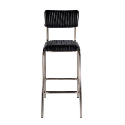 Butler Specialty Company - Waylon 31.5 in. Seat Height Leather and Iron Bar Height Stool w Back and Footrest, Black, Silver - 5879034 View 2