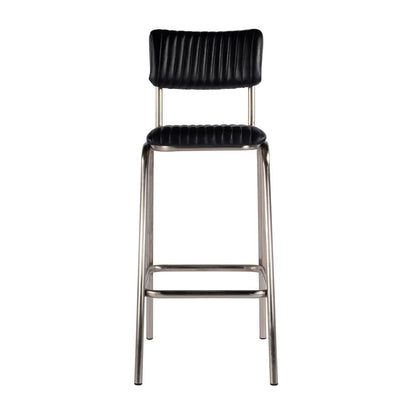 Butler Specialty Company - Waylon 31.5 in. Seat Height Leather and Iron Bar Height Stool w Back and Footrest, Black, Silver - 5879034 View 3