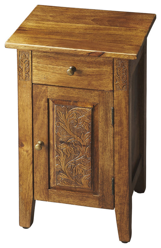 Butler Specialty Company - Artifacts - Wester 13.75 in. W Rectangular Wood 1 Drawer 1 Door Hand Carved Cabinet, Light Brown - 1841290