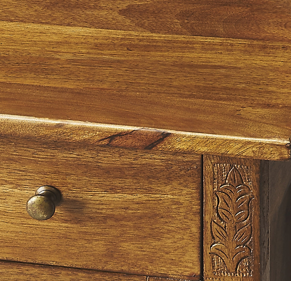 Butler Specialty Company - Artifacts - Wester 13.75 in. W Rectangular Wood 1 Drawer 1 Door Hand Carved Cabinet, Light Brown - 1841290