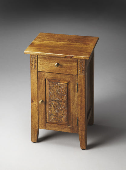 Butler Specialty Company - Artifacts - Wester 13.75 in. W Rectangular Wood 1 Drawer 1 Door Hand Carved Cabinet, Light Brown - 1841290