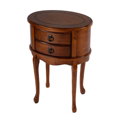 Butler Specialty Company - Whitley 18 in. W Oval Wood Traditional 2 Drawer Side Table, Medium Brown - 1589101 View 1