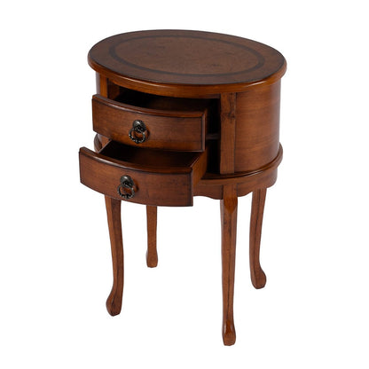 Butler Specialty Company - Whitley 18 in. W Oval Wood Traditional 2 Drawer Side Table, Medium Brown - 1589101 View 2