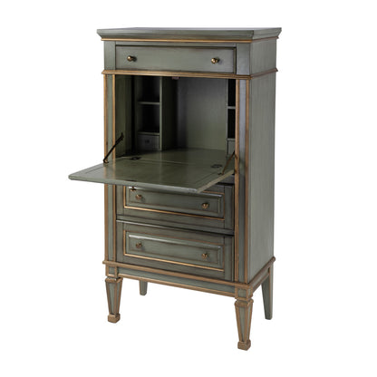 Butler Specialty Company - Wordsworth 27.75 in. W Wood 4 Drawer Secretary with Drop Front Writing Surface, Pastel Green - 2126482 view 3