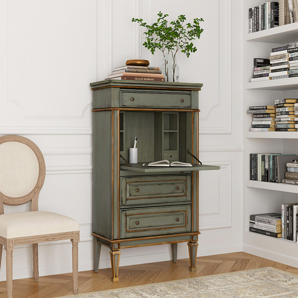 Butler Specialty Company - Wordsworth 27.75 in. W Wood 4 Drawer Secretary with Drop Front Writing Surface, Pastel Green - 2126482 view 7