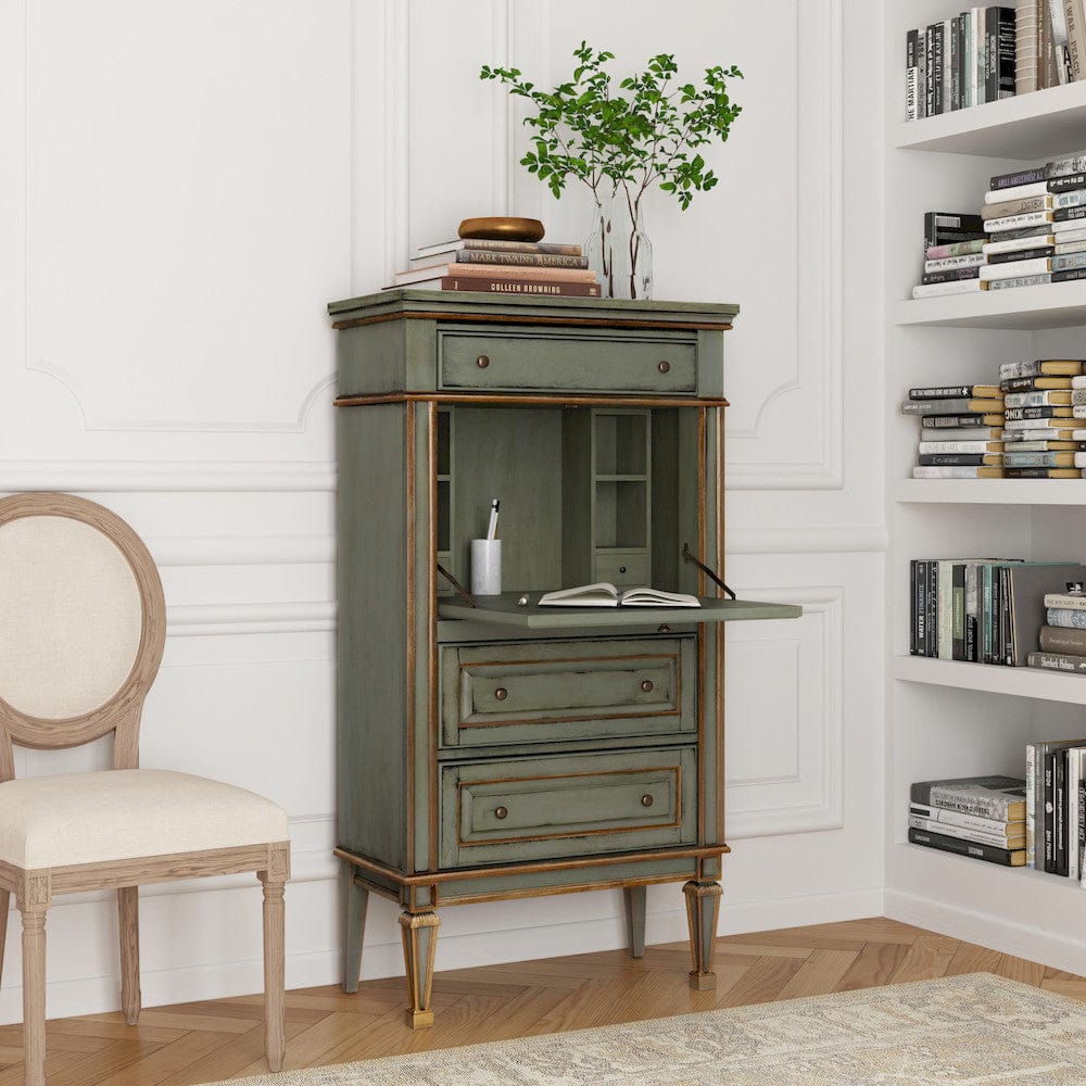 Butler Specialty Company - Wordsworth 27.75 in. W Wood 4 Drawer Secretary with Drop Front Writing Surface, Pastel Green - 2126482 view 8