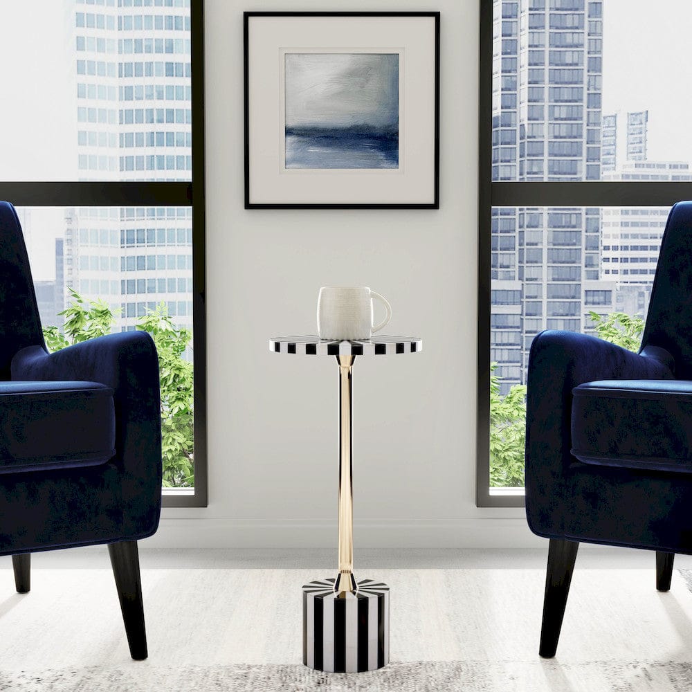 Butler Specialty Company - Zane 10.25 in. W Round Bone Inlay & Metal Side Table, Black/White - 5786318 view 5