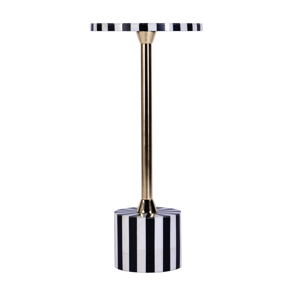 Butler Specialty Company - Zane 10.25 in. W Round Bone Inlay & Metal Side Table, Black/White - 5786318