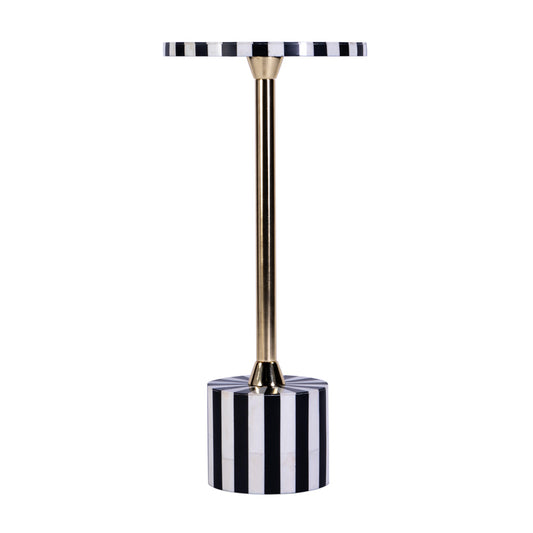 Butler Specialty Company - Zane 10.25 in. W Round Bone Inlay & Metal Side Table, Black/White - 5786318