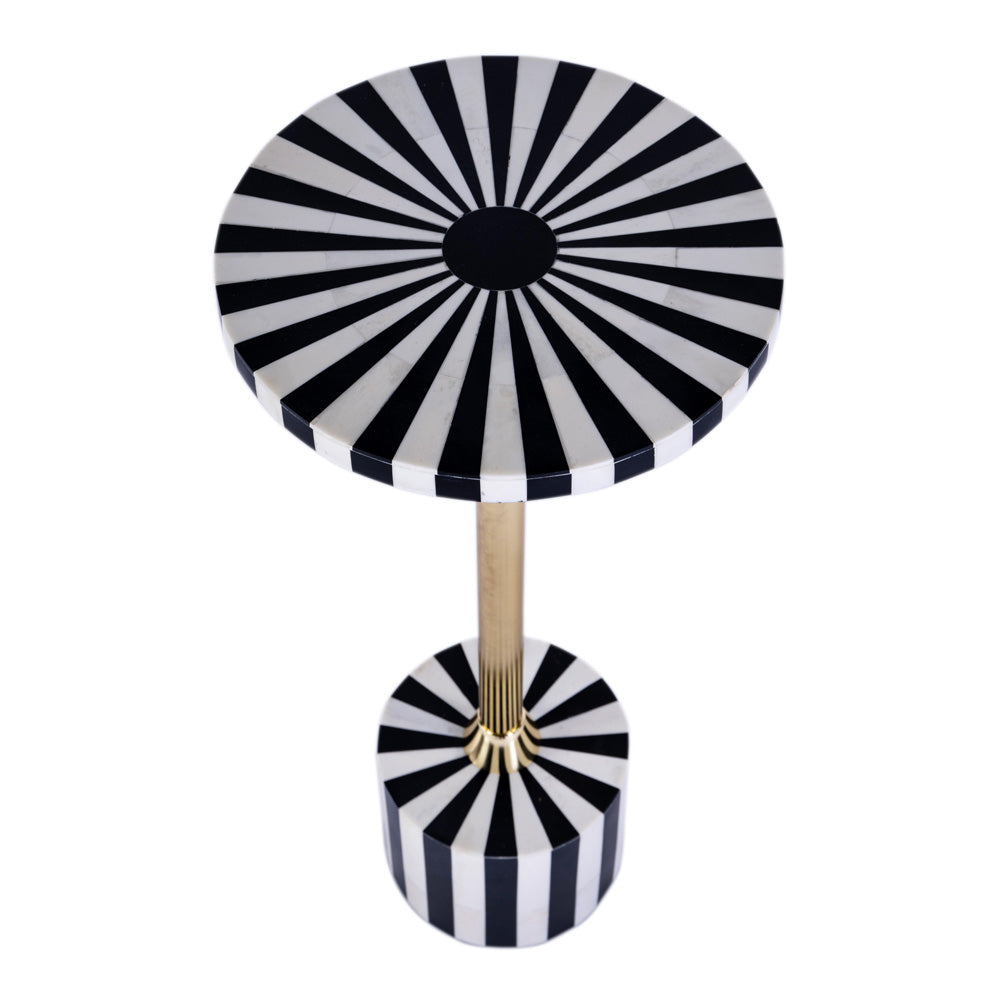 Butler Specialty Company - Zane 10.25 in. W Round Bone Inlay & Metal Side Table, Black/White - 5786318