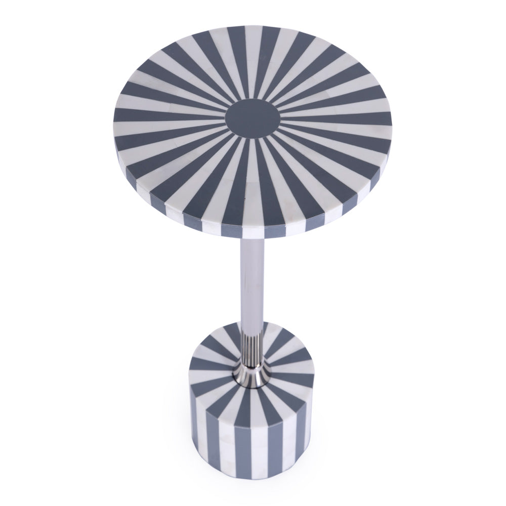 Butler Specialty Company - Zane 10.25 in. W Round Bone Inlay & Metal Side Table, Gray/White - 5786321