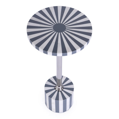 Butler Specialty Company - Zane 10.25 in. W Round Bone Inlay & Metal Side Table, Gray/White - 5786321