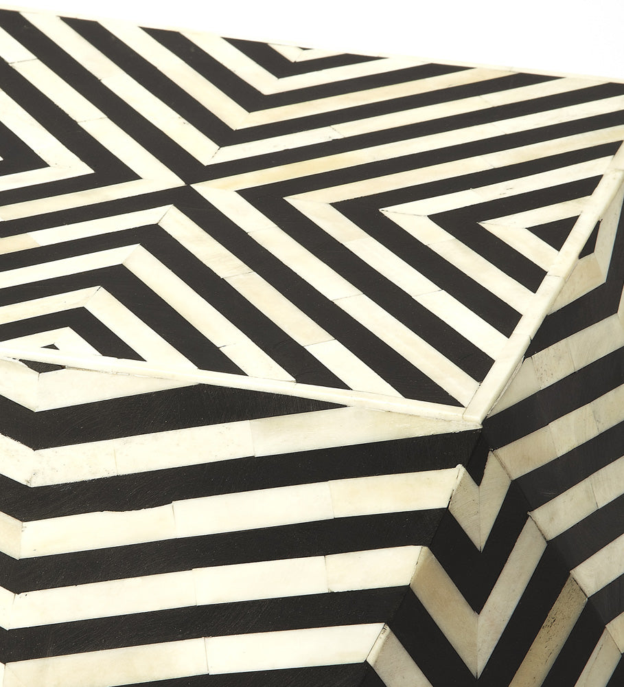 Butler Specialty Company - Zanzibar Bone Inlay Side Table, Black and White - 5266318