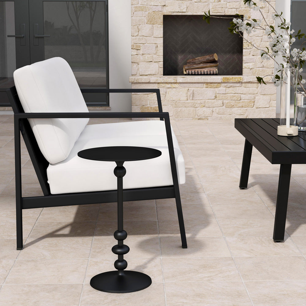 Butler Specialty Company - Zara Outdoor 12 in. W. Round Metal Pedestal End Table, Black - 9340437