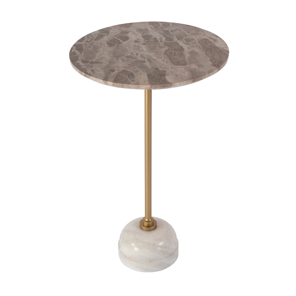 Butler Specialty Company - Zion 16 in. W Round Marble and Iron Side Table, Beige, Gold, White - 5810025 View 1
