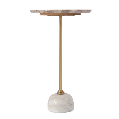 Butler Specialty Company - Zion 16 in. W Round Marble and Iron Side Table, Beige, Gold, White - 5810025 View 2
