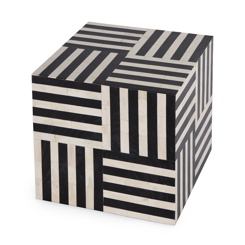 Butler Specialty Company - Zuri 15 in. W Square Bone In-Lay Low Bunching Table, Black and White - 5837318 View 1