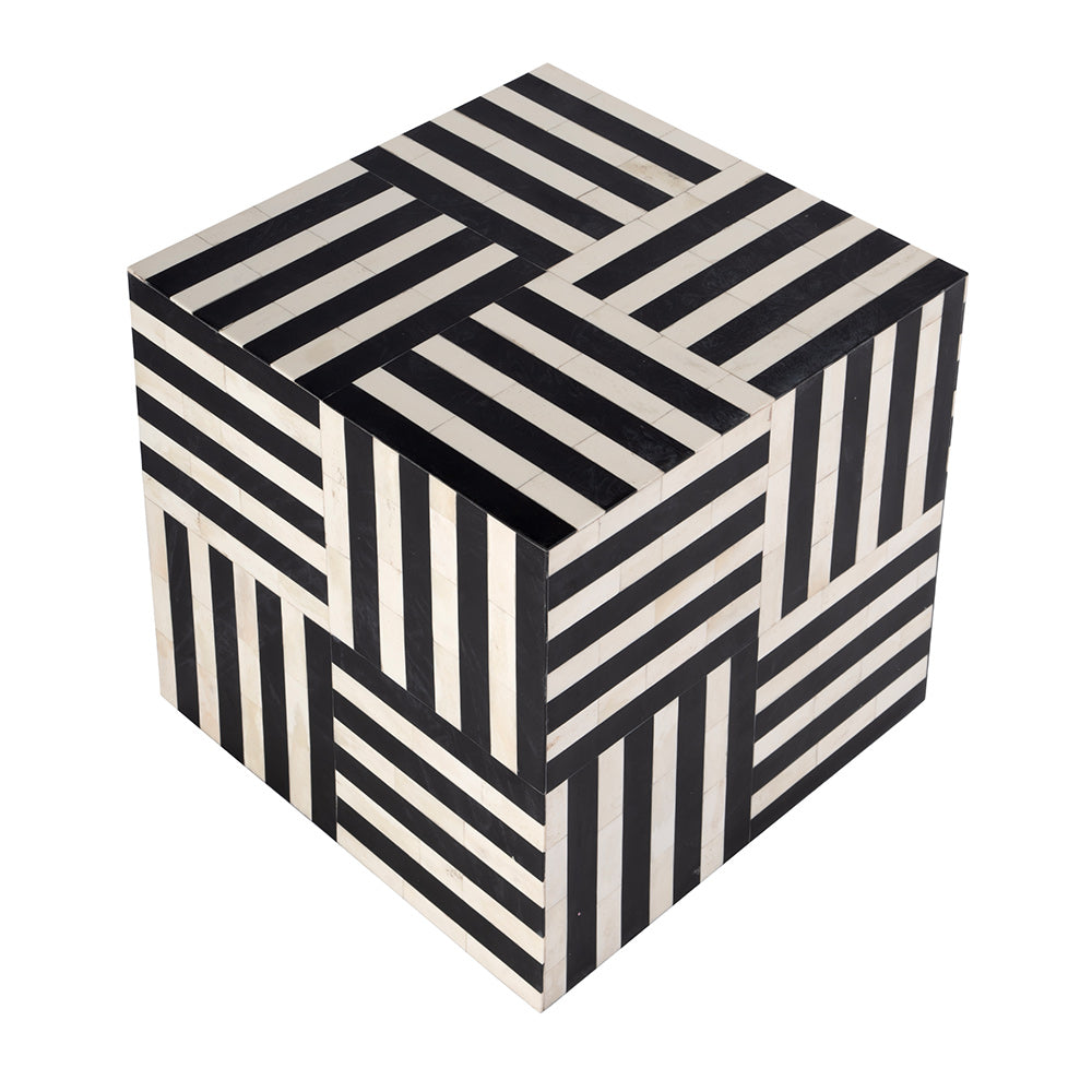 Butler Specialty Company - Zuri 15 in. W Square Bone In-Lay Low Bunching Table, Black and White - 5837318 View 2