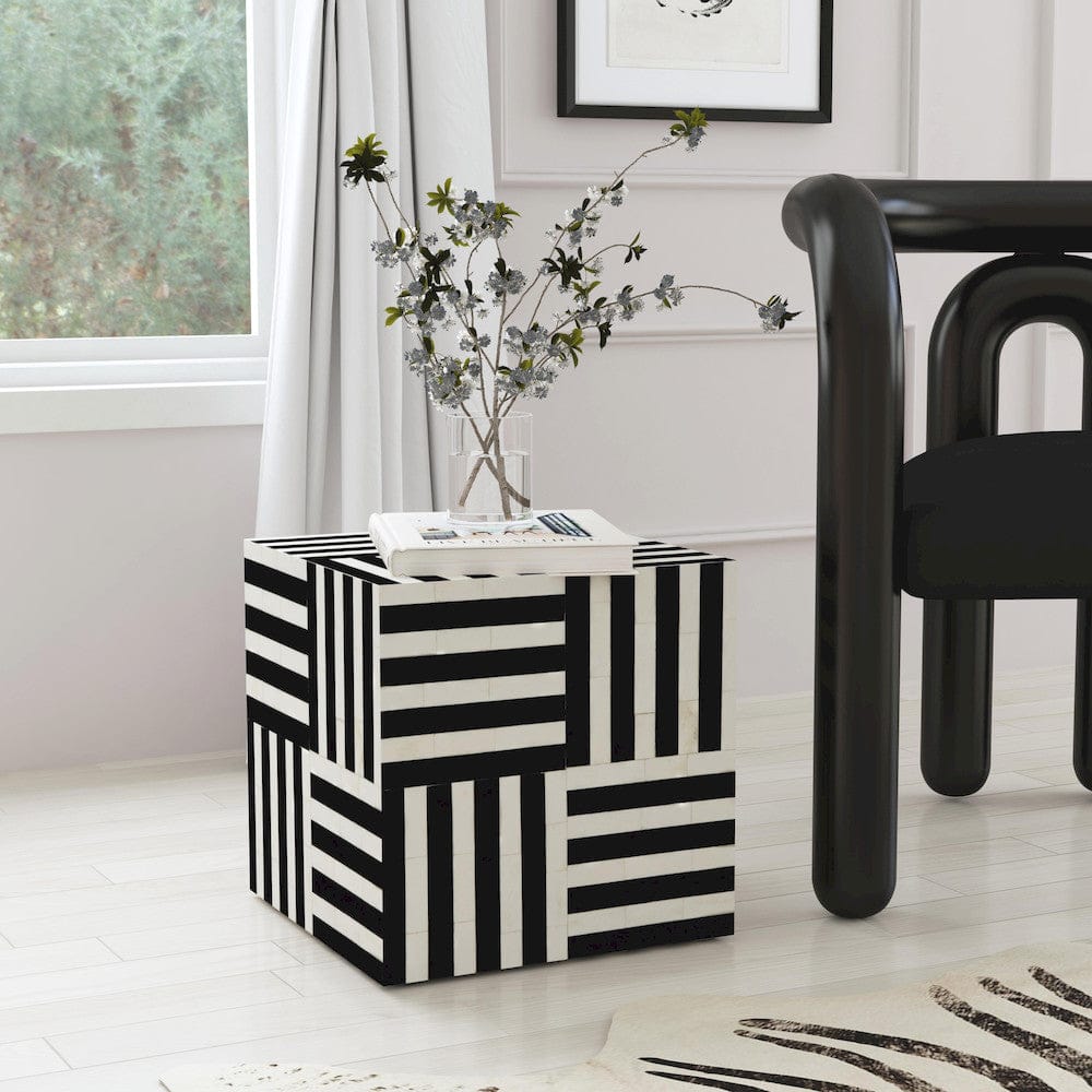 Butler Specialty Company - Zuri 15 in. W Square Bone In-Lay Low Bunching Table, Black and White - 5837318 view 6