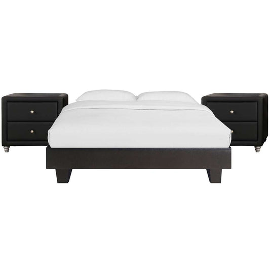Camden Isle - Acton Platform Bed, King, Black with 2 Nightstands - 132135 veiw 2