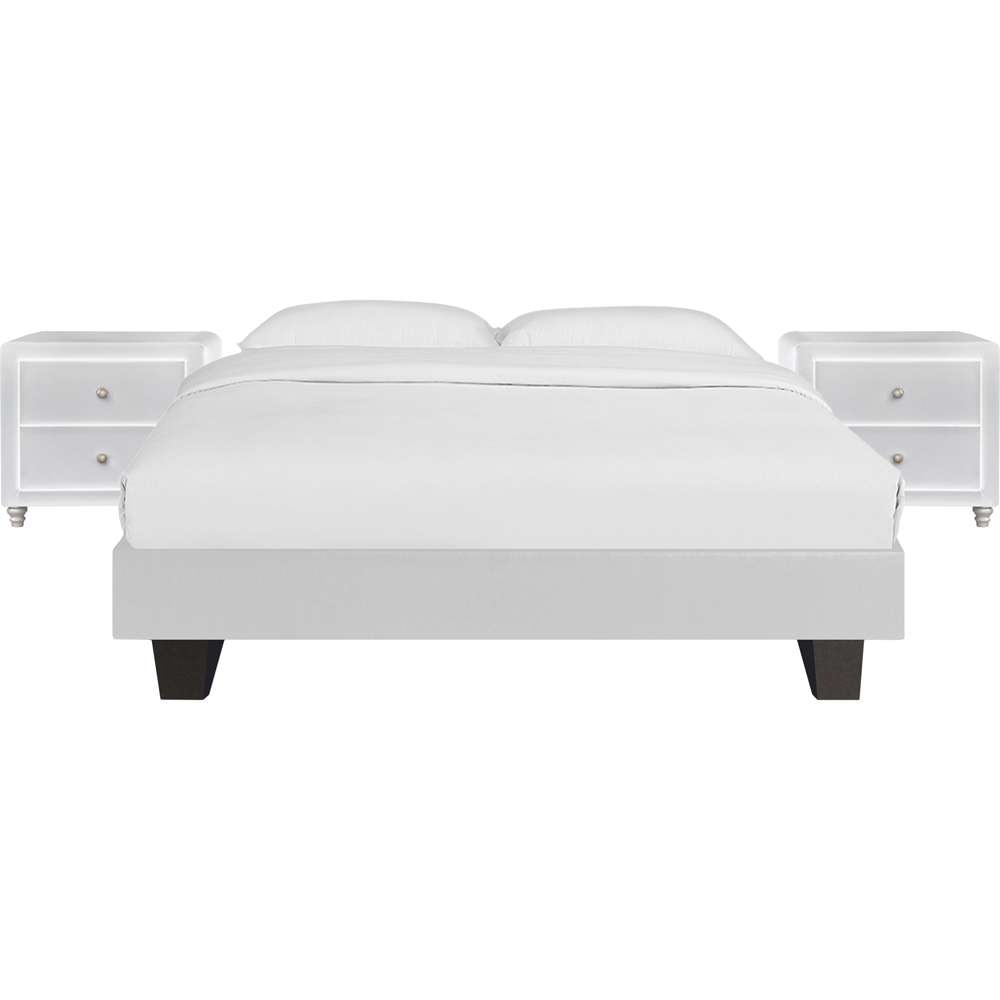 Camden Isle - Acton Platform Bed, King, White with 2 Nightstands - 132235 veiw 1