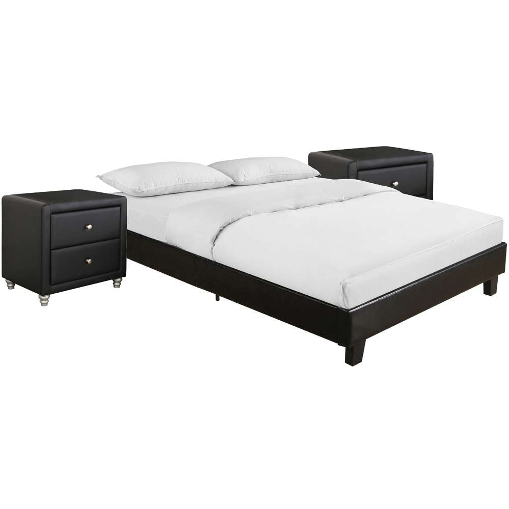 Camden Isle - Acton Platform Bed, Queen, Black with 2 Nightstands - 132134 veiw 1