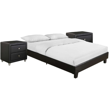 Camden Isle - Acton Platform Bed, Queen, Black with 2 Nightstands - 132134 veiw 1