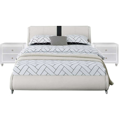 Camden Isle - Carlton Platform Bed, King, White with 2 Nightstands - 212235 veiw 1
